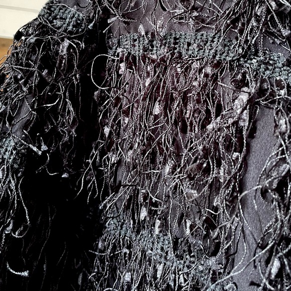 Anthro Chloe Oliver Black Shaggy Fringe Jacket - Picture 3 of 7